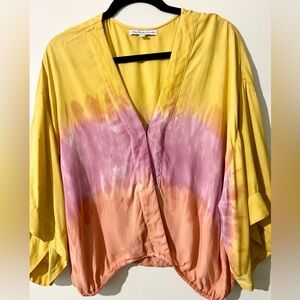 Young Fabulous & Broke Yellow and Pink Ombre Blouse size Medium